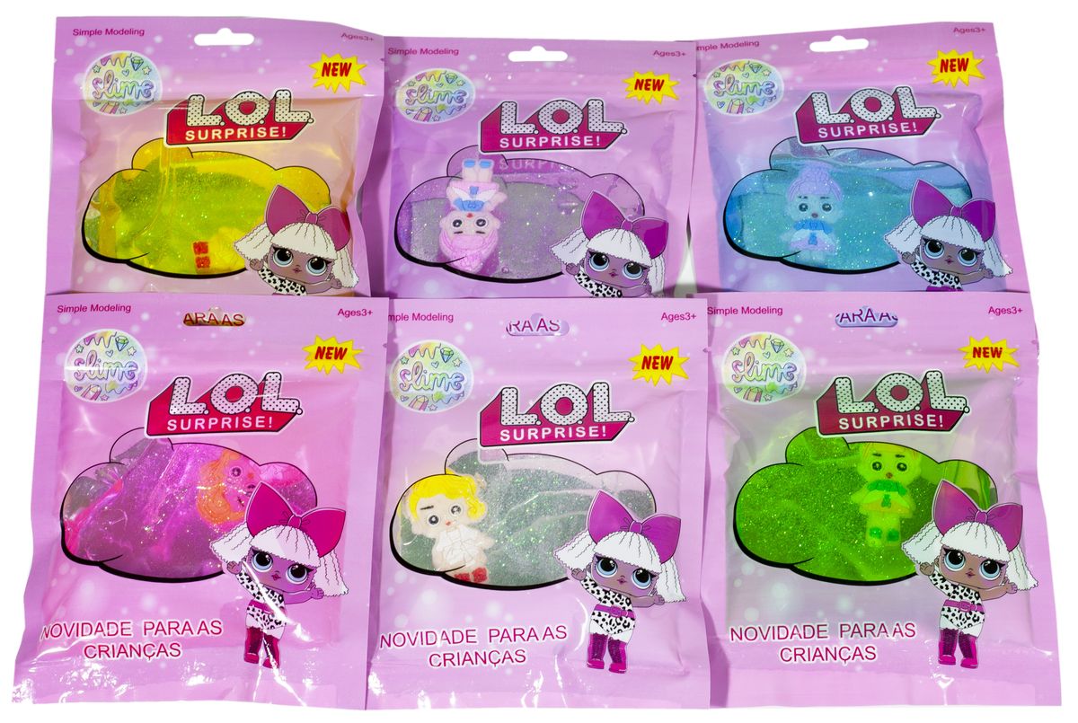 Cлайм з блискітками, з іграшкою "LL" L, 120г, в пакеті з підвісом, mix, 12шт /уп (2075)
