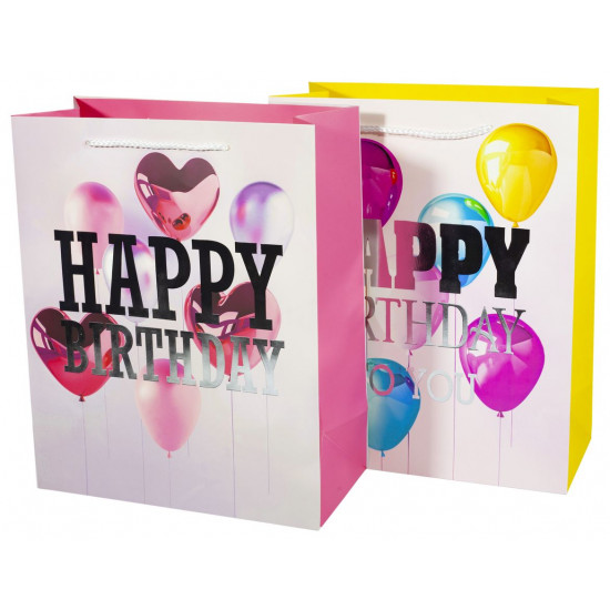 Пакет подарунковий 228-M, Happy Birthday - 4дизайни, 210g, 32x26x12cm (228-M)