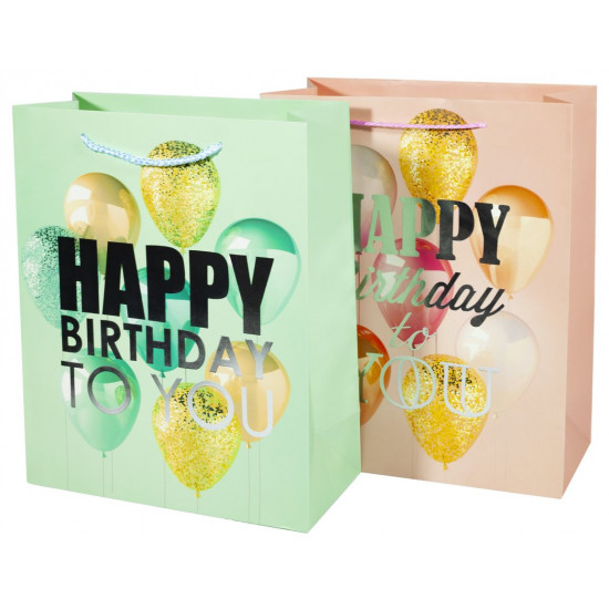 Пакет подарунковий 228-M, Happy Birthday - 4дизайни, 210g, 32x26x12cm (228-M)