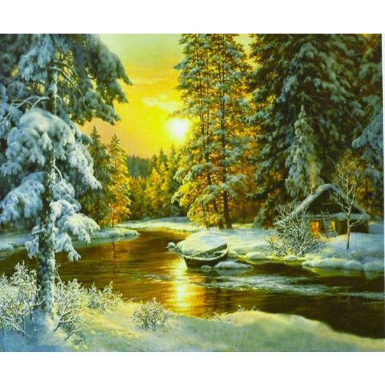 Картина по номерам "Зимняя река" 40*50см,крас.-акрил,кисть-3шт. (9245_B)