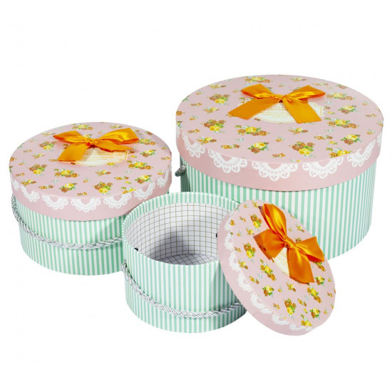 Коробки подарочные круглые в наборе -3шт (21,5 х 21,5 х 12см, 16,5 х16,5 х 9см, 13 х 13 х 7,5см) Unison (058-7)
