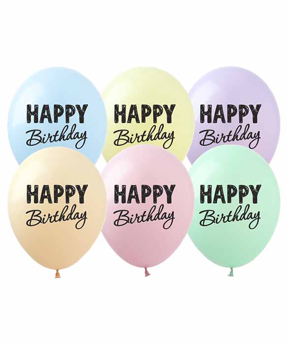Кульки Pelican 12' (30 см) "Happy Birthday!" макарун 1-стор. 10шт/уп Різнокольоровий Pelican (828494)