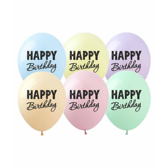 Кульки Pelican 12' (30 см) "Happy Birthday!" макарун 1-стор. 10шт/уп Різнокольоровий Pelican (828494)