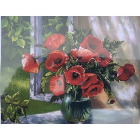 Картина по номерам 30*40см "Маки в вазе" OPP (холст на раме краск. кисти. ) (86EKTL_O)