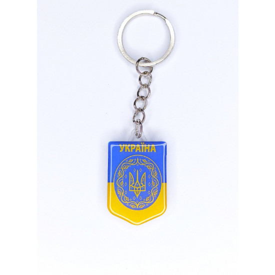 Брелок акриловый щит 25 х 41мм, шильда 35 х 25мм Желто-синий Unison (UNB-1011)