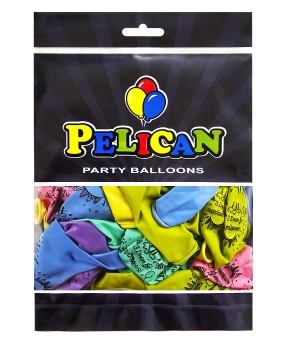 Кульки латексні Pelican 12"(30сm) "З Днем народження, гірлянда" макарун 5-стор-стор 50шт Різнокольоровий Pelican (824029)