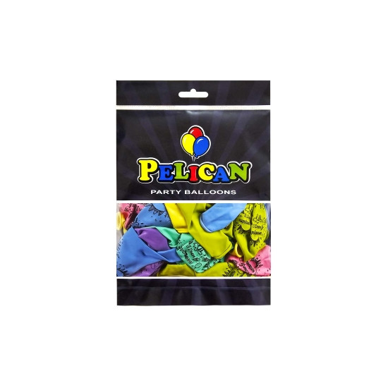 Кульки латексні Pelican 12"(30сm) "З Днем народження, гірлянда" макарун 5-стор-стор 50шт Різнокольоровий Pelican (824029)
