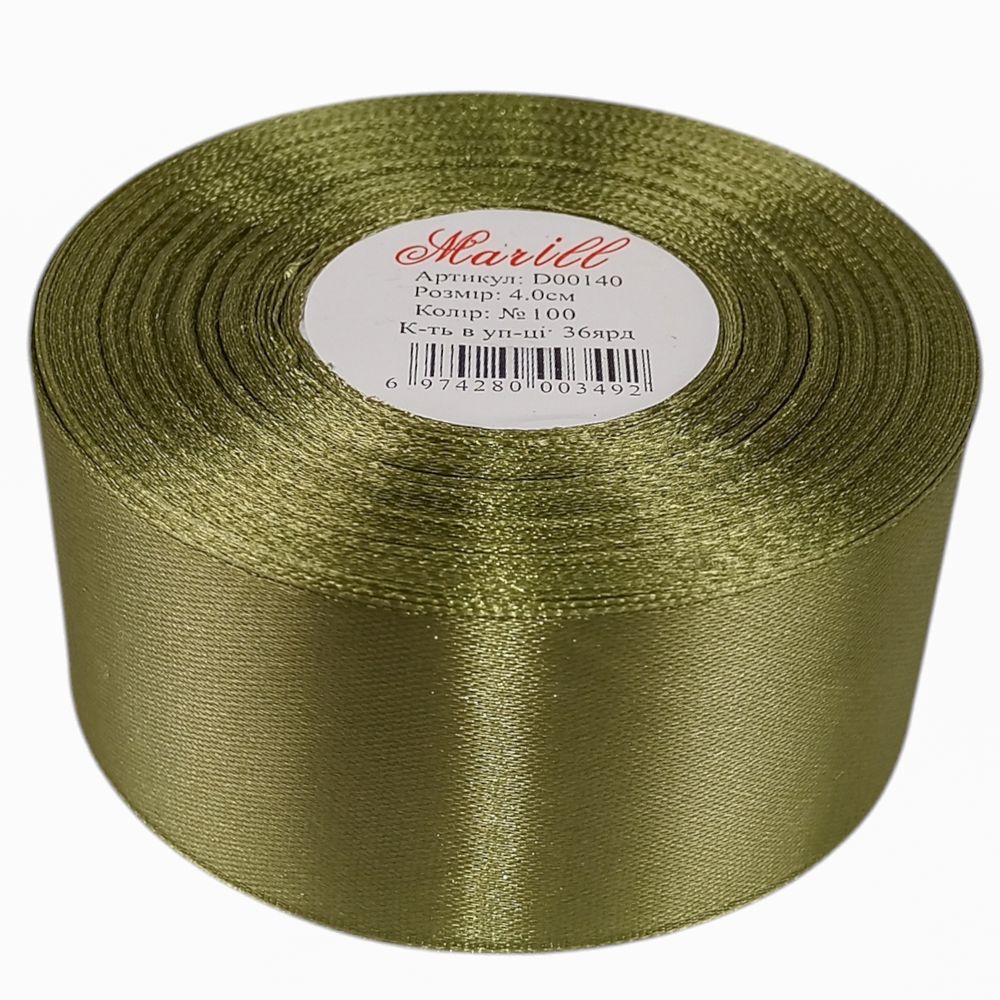 Атласная лента 4см (±5мм) x 33м Зеленый Marill (LA4033-100)