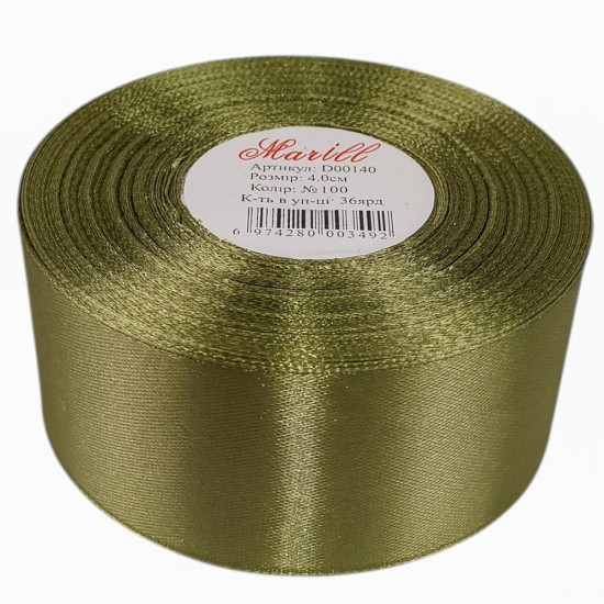 Атласная лента 4см (±5мм) x 33м Зеленый Marill (LA4033-100)