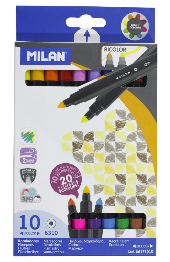 Набір подвійних фломастерів 06171010 ТМ "MILAN" 10цв. 0,5mm (06171010)