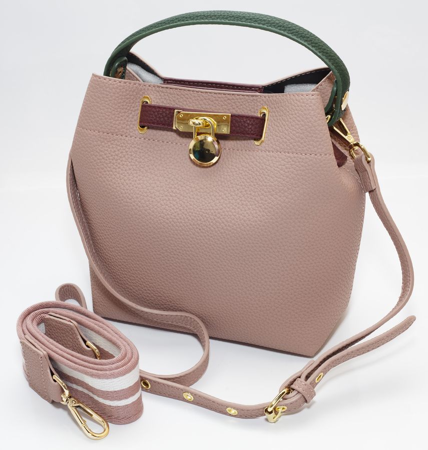 Сумка женская бежевая 21х26см + косметичка 14,5х22см экокожа (921-3 beige)
