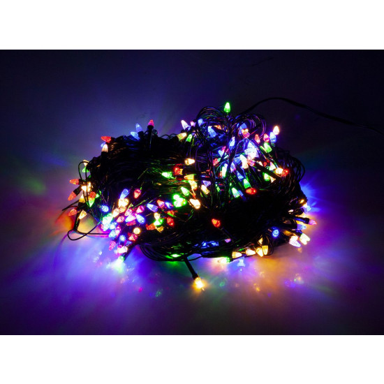 Гирлянда LED 300 конус (провод черный 17м 8 режимов) Разноцветный Unison (2-8)