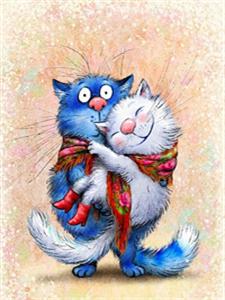 Алмазная мозаика по номерам 30*40см "Котики" (GLD60468)