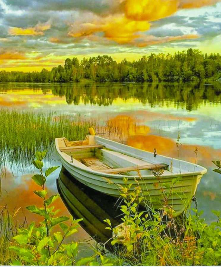 Картина по номерам "Лодка у берега" 40*50см,крас.-акрил,кисть-3шт. (3039)