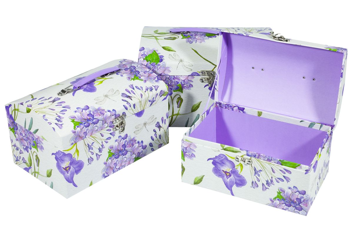 Подарункова коробка W7167 скриня бузкова 26x18x16.5cm 24x14.5x12.5cm 22x12x11cm (W7167)