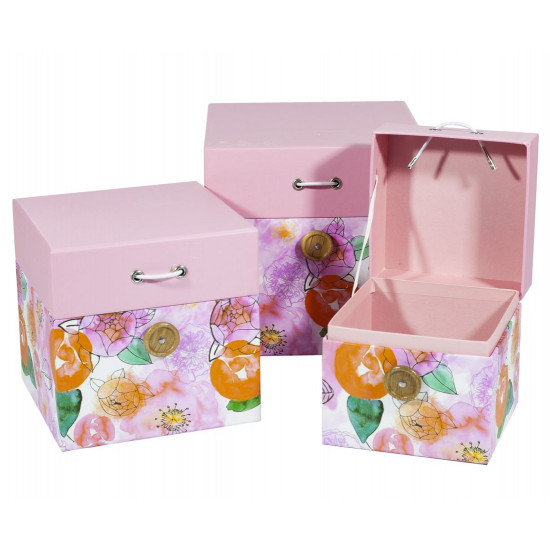 Подарункова коробка 7082, квадратна малинова, 12x12x12см, 15x15x15см, 18x18x18см, 3шт. в наборі (7082)