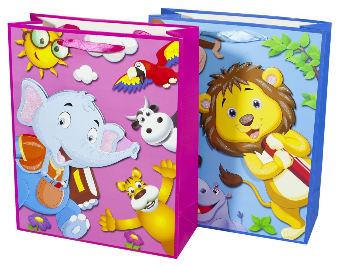 Пакет подарунковий дитячий 1187-L, дракон - 4дизайни, 210g, 40x30x12cm (1187-L)