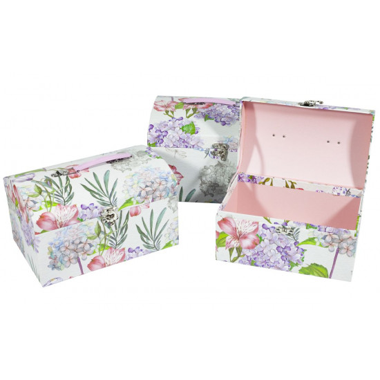 Подарункова коробка W7168 скриня- фіолетові квіти 26x18x16.5cm , з ДЕФЕКТОМ Різнокольоровий Unison (W7168 №1)