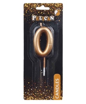 Свічка для торта Pelican "0" ЗОЛОТО 5см Золотий Pelican (865010)