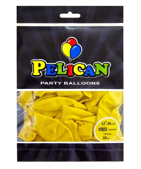 Кульки Pelican латексні 12"(30cm) пастель жовтий, Pelican 50шт Жовтий Pelican (812003)
