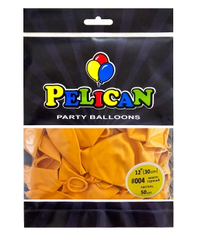 Кульки Pelican латексні 12"(30cm) пастель жовтогарячий, Pelican 50шт Жовтий Pelican (812004)
