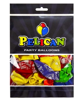 Кульки латексні Pelican 12"(30сm) "Happy Birthday, тортик" 5-стор-стор 50шт Різнокольоровий Pelican (824024)