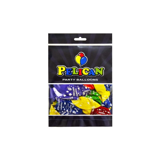 Кульки латексні Pelican 12"(30сm) "Happy Birthday, серця" 5-стор-стор 50шт Різнокольоровий Pelican (824019)
