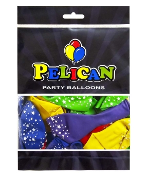 Кульки латексні Pelican 12"(30сm) ""Зірочки"" 5-стор 50шт Різнокольоровий Pelican (824013)