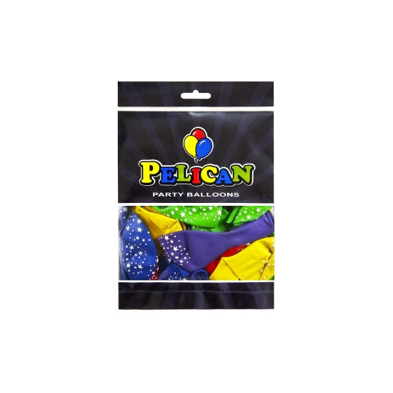 Кульки латексні Pelican 12"(30сm) ""Зірочки"" 5-стор 50шт Різнокольоровий Pelican (824013)
