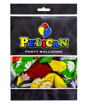 Кульки латексні Pelican 12"(30сm) ""Ромашки"" 5-стор 50шт Різнокольоровий Pelican (824009)