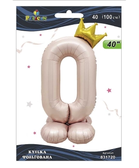 Кулька фольгована цифра з короною на підставці "0" рожева Blush 40"(100cm) Pelican Рожевий Pelican (831720)