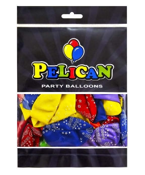 Кульки латексні Pelican 12"(30сm) "Happy Birthday, зірочки" 5-стор-стор 50шт Різнокольоровий Pelican (824020)