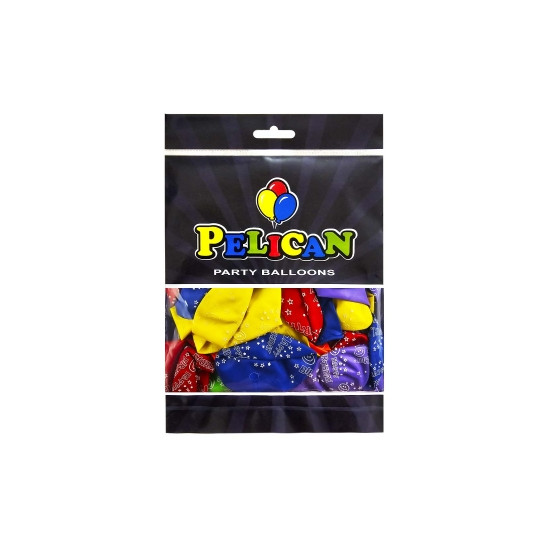 Кульки латексні Pelican 12"(30сm) "Happy Birthday, зірочки" 5-стор-стор 50шт Різнокольоровий Pelican (824020)