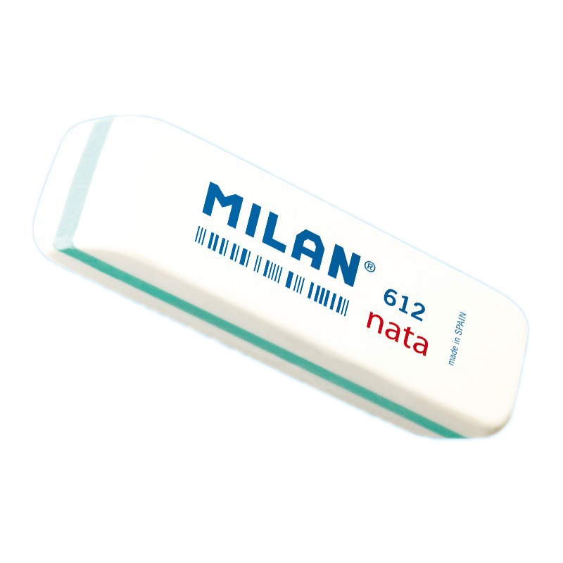 Гумка прямокутна біла з фаскою "TM MILAN" 7.8x2.3x1.2см, mix (612CPM)