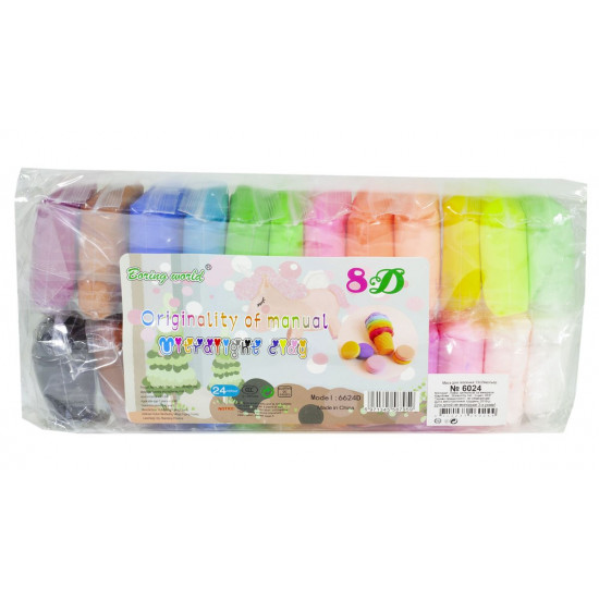 Масса для лепки , 24цвета х 15g - в пакете 360г (6024)