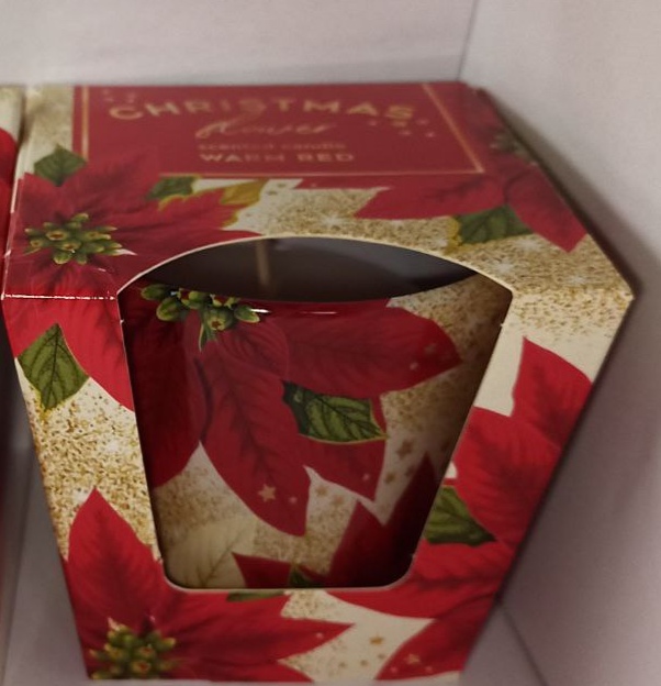 Свічка ароматична "Christmas Flower" (Warm Red) - теплий червоний, час горіння 30годин, 8см Unison (67225)