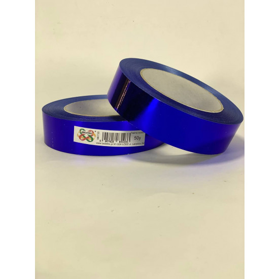 Стрічка пластикова 3см, 50 ярд, синя металізована , BELATEX (MET30-blue)