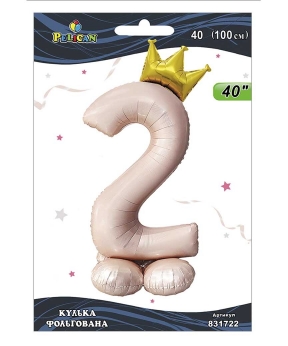 Кулька фольгована цифра з короною на підставці "2" рожева Blush 40"(100cm) Pelican Рожевий Pelican (831722)