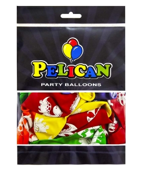 Кульки латексні Pelican 12"(30сm) ""Динозаврики"" 5-стор 50шт Різнокольоровий Pelican (824015)