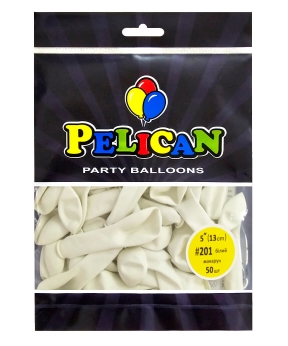 Кульки Pelican латексні 5"(13cm) макарун білий, Pelican 50шт Білий Pelican (805201)