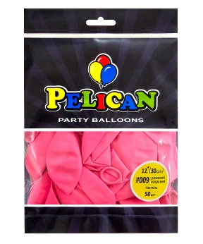 Кульки Pelican латексні 12"(30cm) пастель рожевий яскравий, Pelican 50шт Рожевий Pelican (812009)