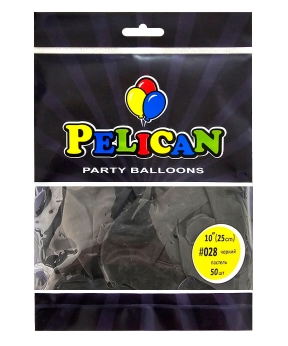 Шарики Pelican латексные 10" (25cm) пастель черный, 50шт Черный Pelican (810028)