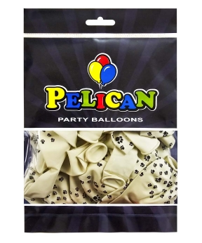 Кульки латексні Pelican 12"(30сm) ""Лапки"" 5-стор 50шт Білий Pelican (824008)