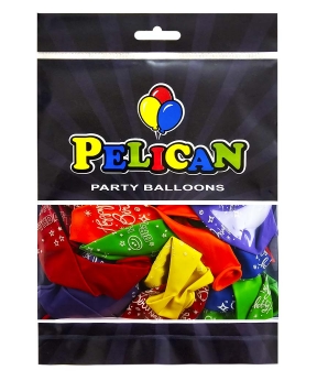 Кульки латексні Pelican 12"(30сm) "Happy Birthday, феєрверки" 5-стор-стор 50шт Різнокольоровий Pelican (824025)