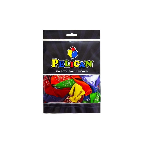 Кульки латексні Pelican 12"(30сm) "Happy Birthday, феєрверки" 5-стор-стор 50шт Різнокольоровий Pelican (824025)