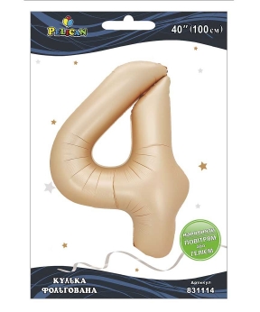 Кулька фольгована цифра "4" лате 40"(100cm) Pelican Бежевий Pelican (831114)