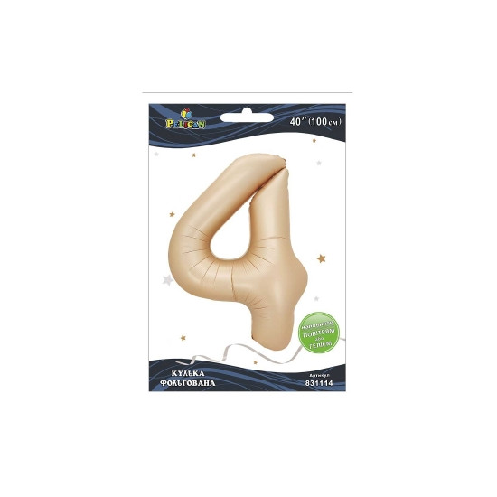 Кулька фольгована цифра "4" лате 40"(100cm) Pelican Бежевий Pelican (831114)