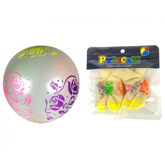 Кульки 12"(30сm) "Яркие цветы" прозрачные 100шт (9237 DSCN)