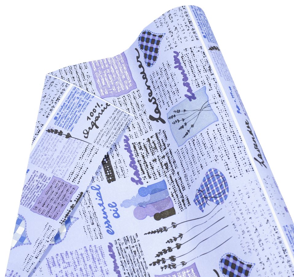 Крафт-папір подарунковий двосторонній, Lavender на бузковому, 75г. 8м (PCD-24)