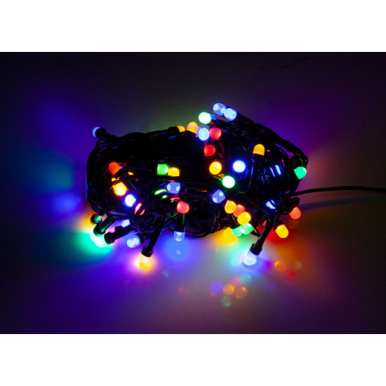 Гирлянда LED 100 -матовая капля, провод черный (8 режимов) Разноцветный Unison (2-9)
